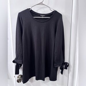 3Q Sleeve Black Blouse with Bows
